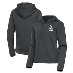 Los Angeles Dodgers Antigua Women's Contemporary Quarter-Zip Hoodie - Pewter - MLB Discount