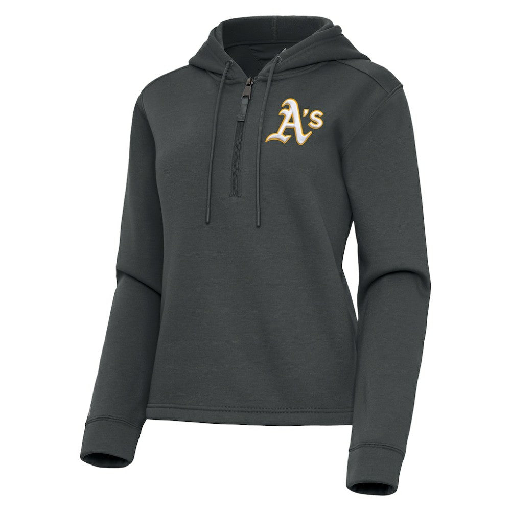 Athletics Antigua Women's Contemporary Quarter-Zip Hoodie - Pewter - MLB Online