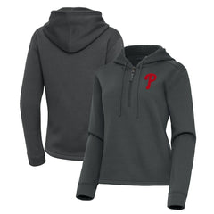 Philadelphia Phillies Antigua Women's Contemporary Quarter-Zip Hoodie - Pewter - MLB on Sale