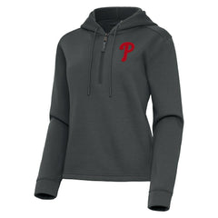 Philadelphia Phillies Antigua Women's Contemporary Quarter-Zip Hoodie - Pewter - MLB on Sale
