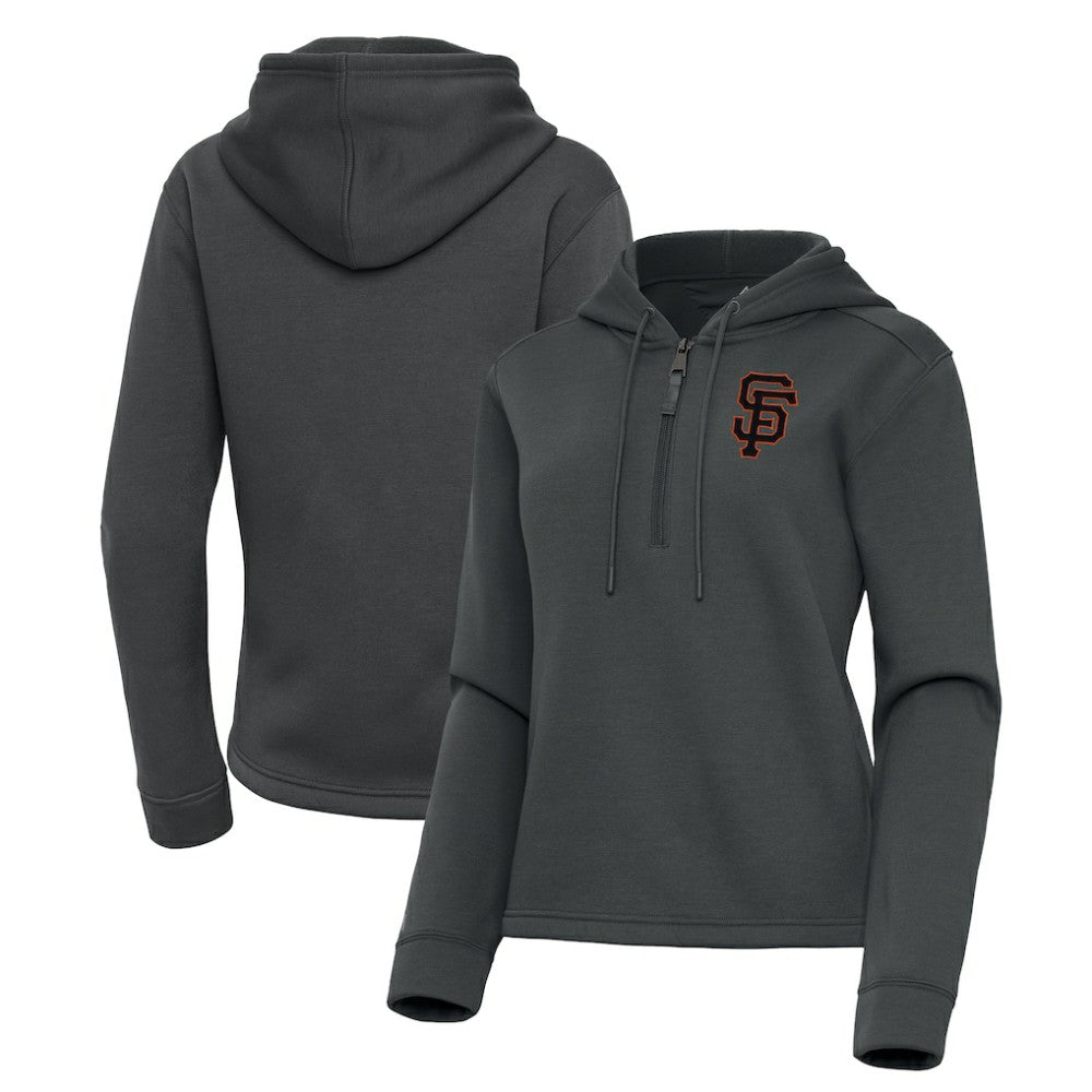 San Francisco Giants Antigua Women's Contemporary Quarter-Zip Hoodie - Pewter - MLB Lifestyle