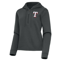 Texas Rangers Antigua Women's Contemporary Quarter-Zip Hoodie - Pewter - MLB Lifestyle