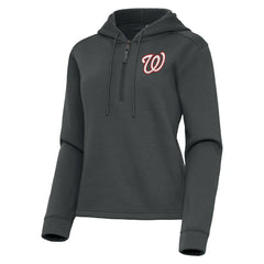 Washington Nationals Antigua Women's Contemporary Quarter-Zip Hoodie - Pewter - MLB Discount