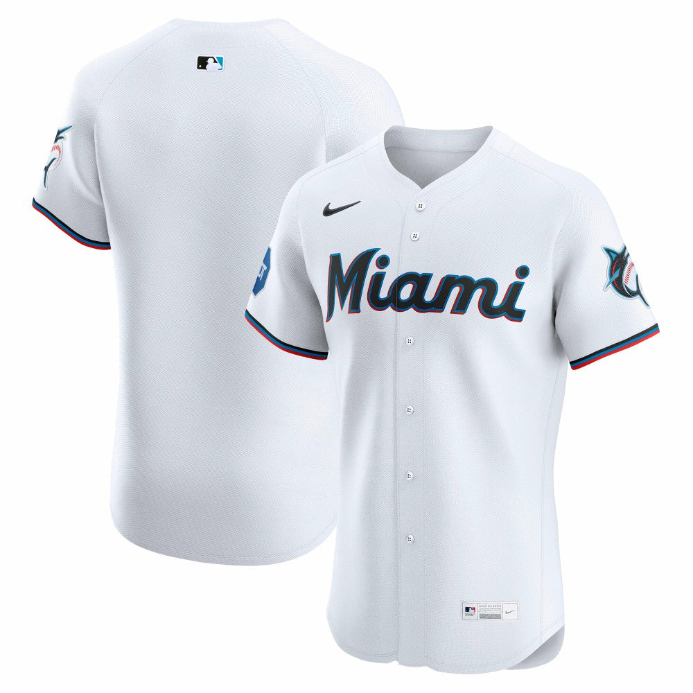 Miami Marlins Nike Home Elite Jersey - White - Nike Sale