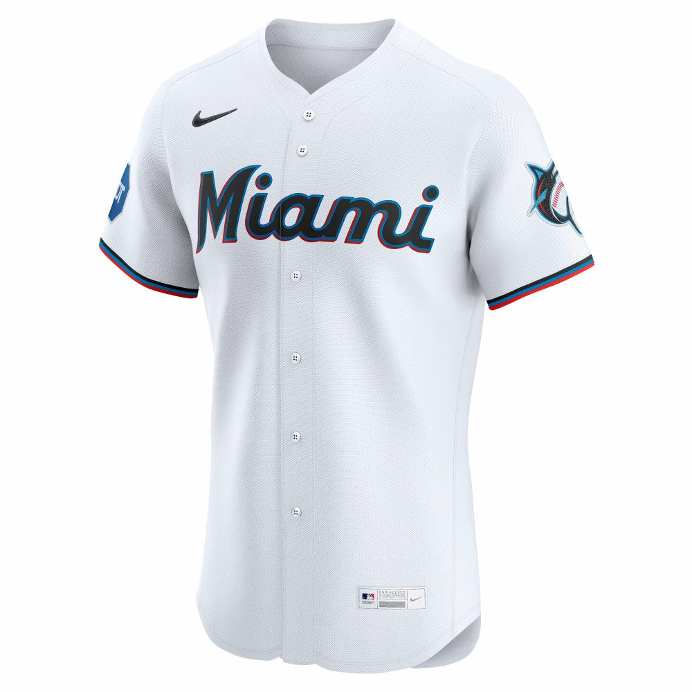 Miami Marlins Nike Home Elite Jersey - White - Nike Sale