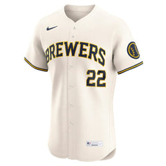 Christian Yelich Milwaukee Brewers Nike Home Elite Player Jersey - Cream - Nike Online