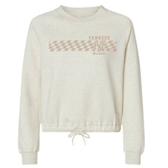 New York Yankees Soft as a Grape Women's Tonal Checkered Sweatshirt - Natural - MLB on Sale