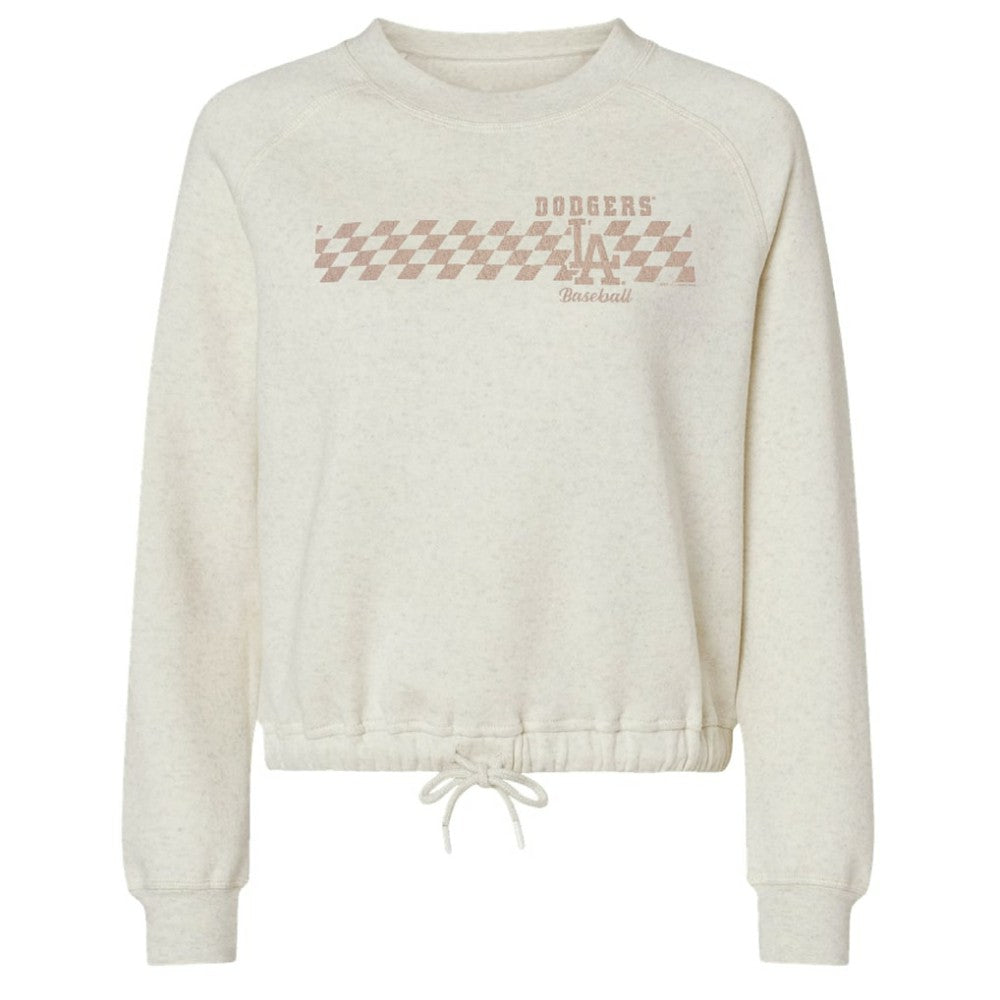 Los Angeles Dodgers Soft as a Grape Women's Tonal Checkered Sweatshirt - Natural - MLB Sale