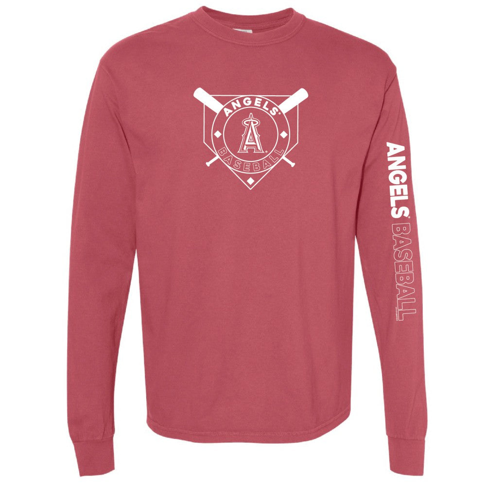 Los Angeles Angels Soft as a Grape Women's Pigment Dye Long Sleeve T-Shirt - Red - MLB Lifestyle