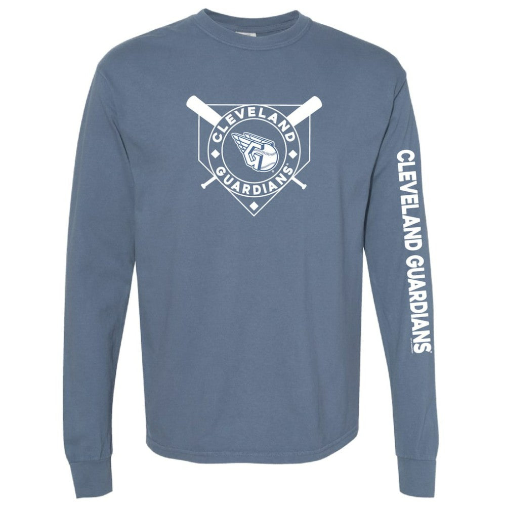 Cleveland Guardians Soft as a Grape Women's Pigment Dye Long Sleeve T-Shirt - Navy - MLB Lifestyle