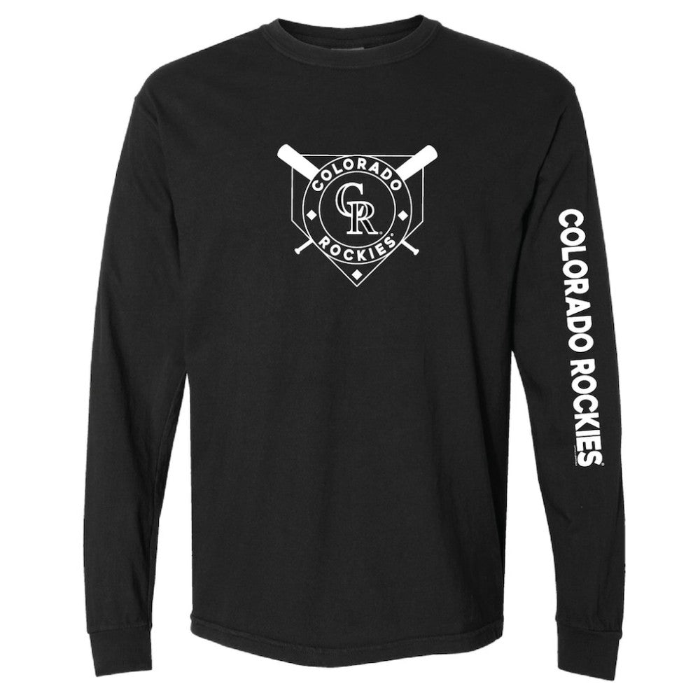 Colorado Rockies Soft as a Grape Women's Pigment Dye Long Sleeve T-Shirt - Black - MLB Online
