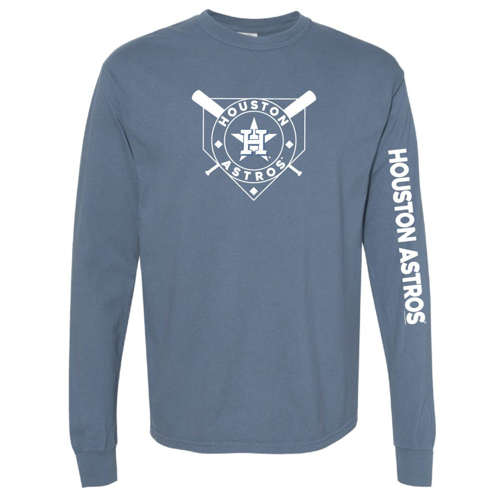 Houston Astros Soft as a Grape Women's Pigment Dye Long Sleeve T-Shirt - Navy - MLB Discount