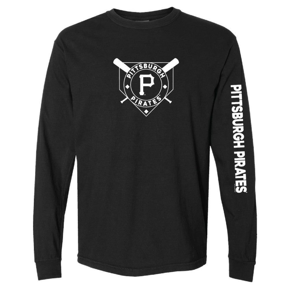 Pittsburgh Pirates Soft as a Grape Women's Pigment Dye Long Sleeve T-Shirt - Black - MLB Discount