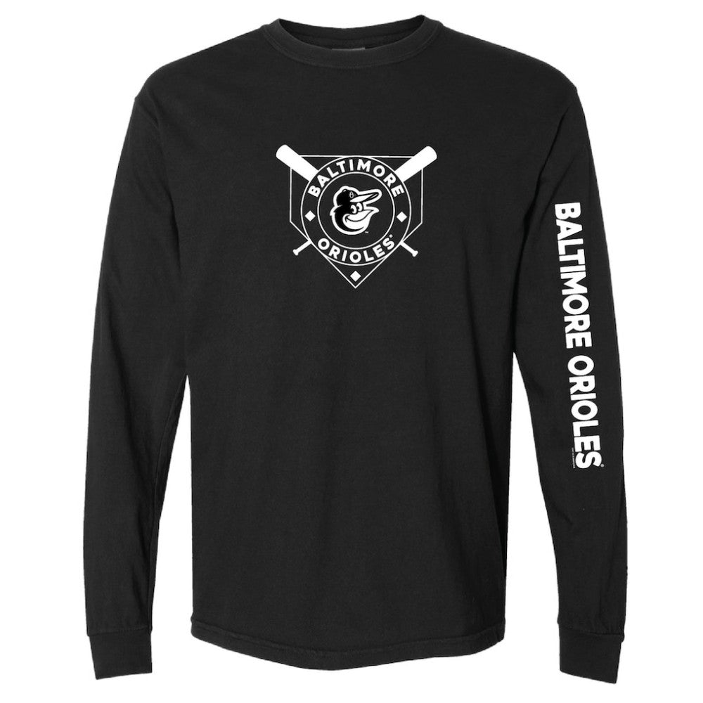 Baltimore Orioles Soft as a Grape Women's Pigment Dye Long Sleeve T-Shirt - Black - MLB Lifestyle