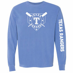 Texas Rangers Soft as a Grape Women's Pigment Dye Long Sleeve T-Shirt - Royal - MLB Sale