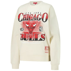 Chicago Bulls Women's Oversprayed Pullover Sweatshirt Cream | Mitchell & Ness Lifestyle