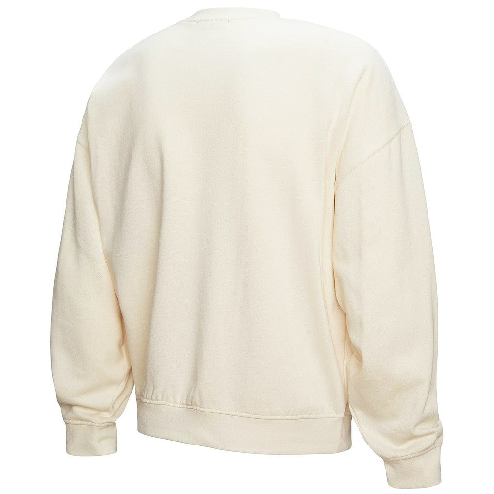 Philadelphia 76ers Women's Oversprayed Pullover Sweatshirt Cream | Mitchell & Ness