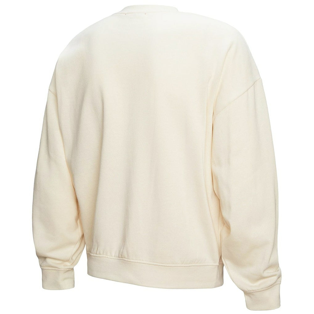 Philadelphia 76ers Women's Oversprayed Pullover Sweatshirt Cream | Mitchell & Ness