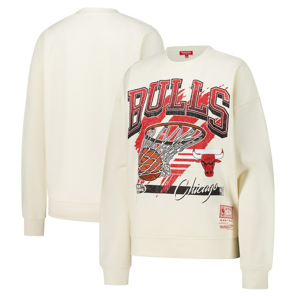 Chicago Bulls Women's Brush Bucket Pullover Sweatshirt Cream | Mitchell & Ness discount