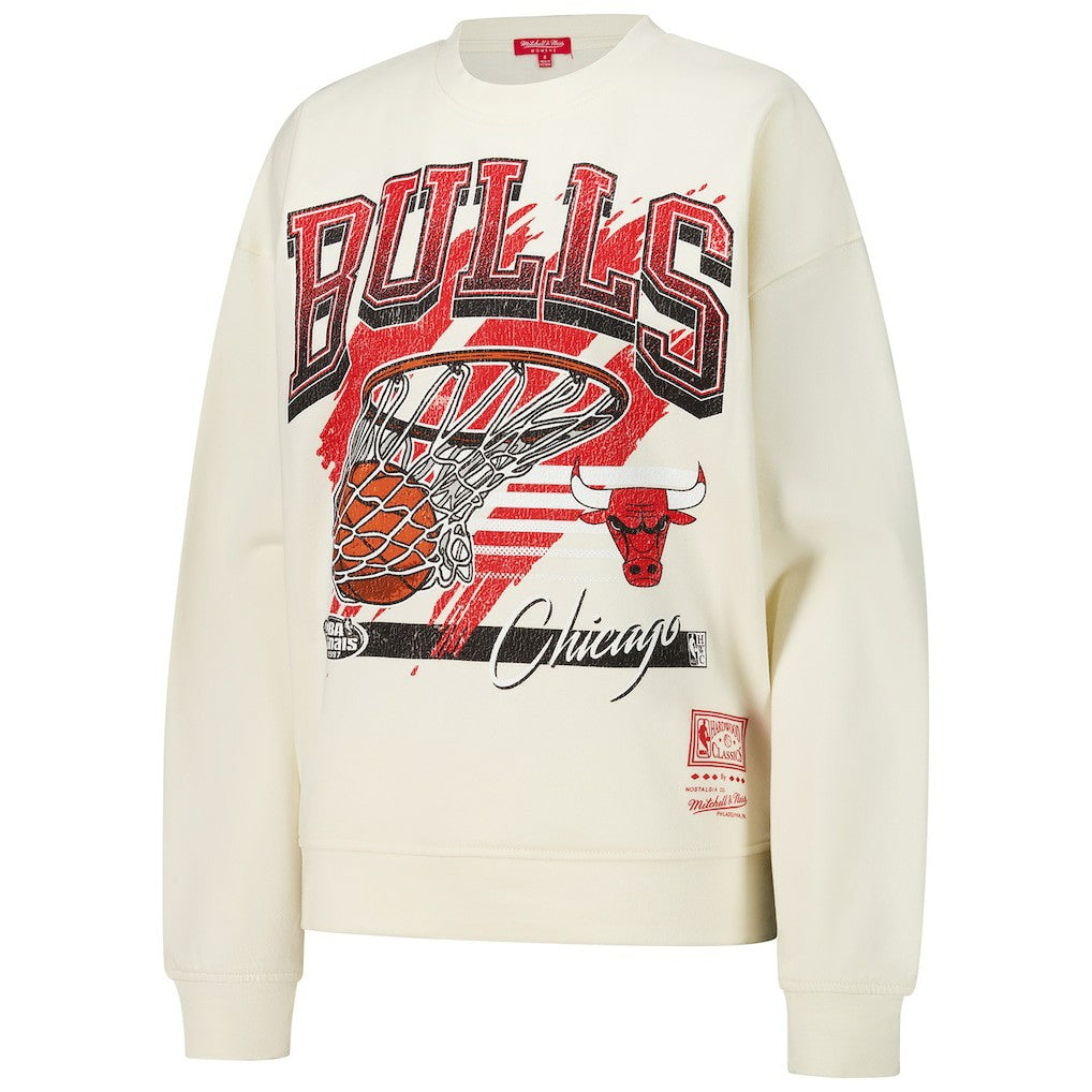 Chicago Bulls Women's Brush Bucket Pullover Sweatshirt Cream | Mitchell & Ness discount