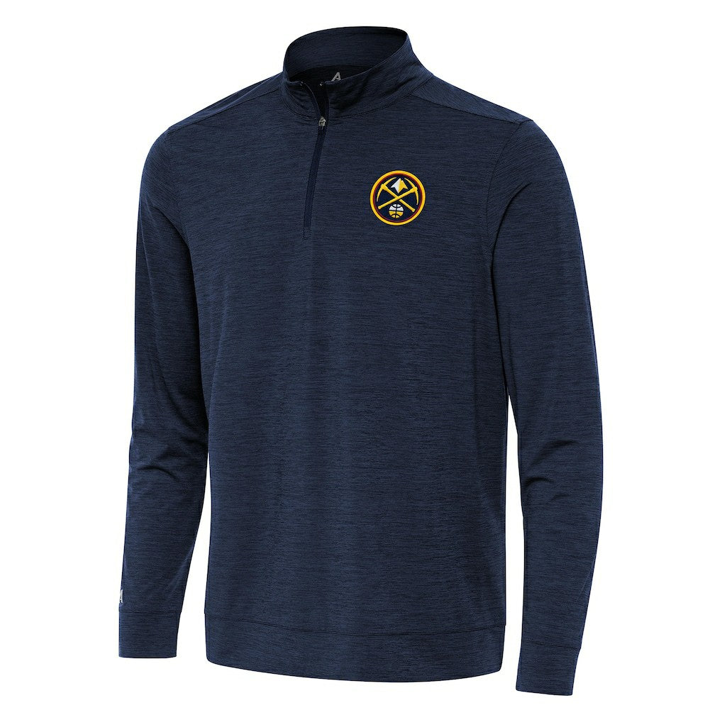 Denver Nuggets Antigua Bright Quarter-Zip Top Heather Navy