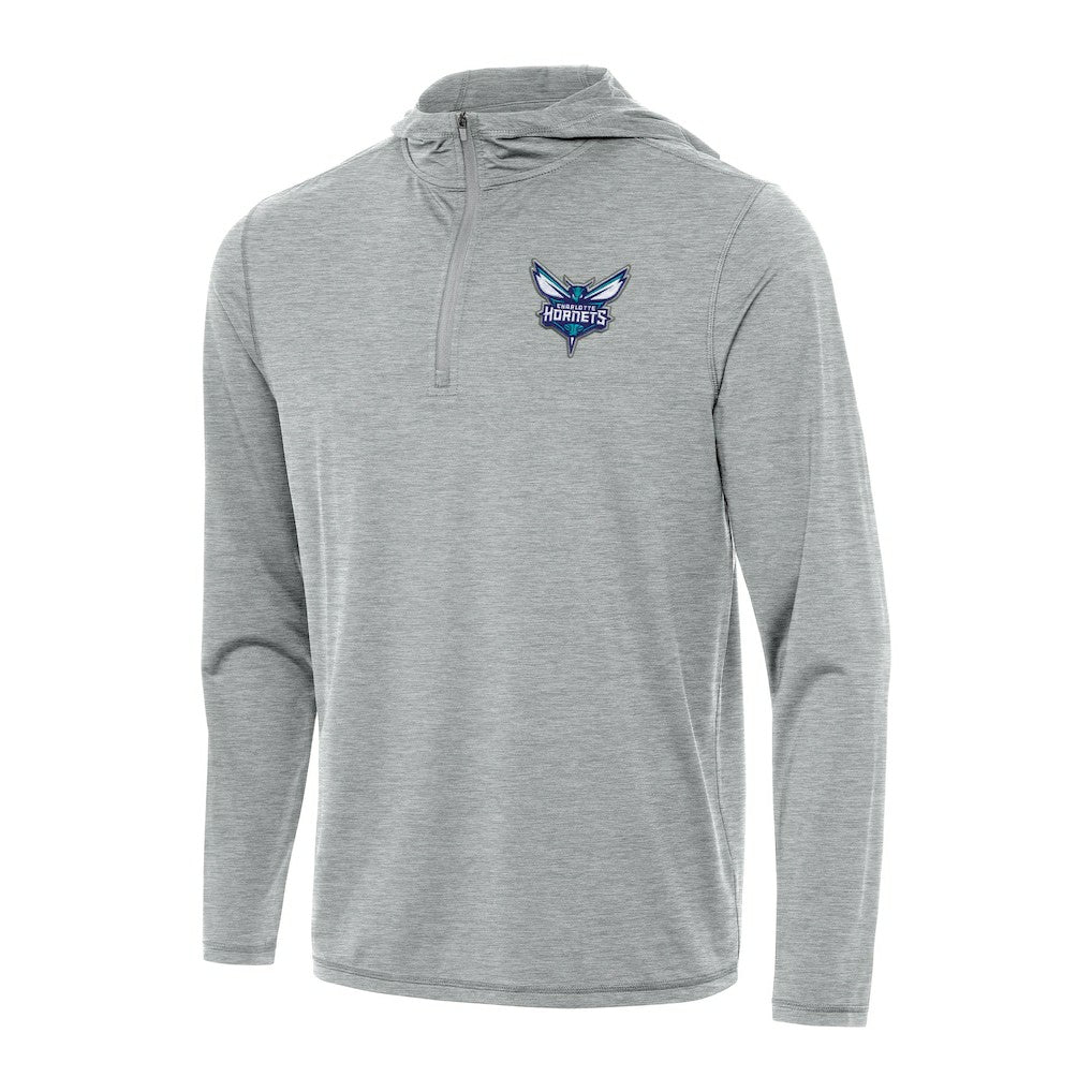 Charlotte Hornets Antigua Tidy Quarter-Zip Hoodie Heather Gray