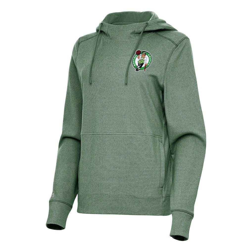 Boston Celtics Antigua Women's Justice Pullover Hoodie Heather Kelly Green