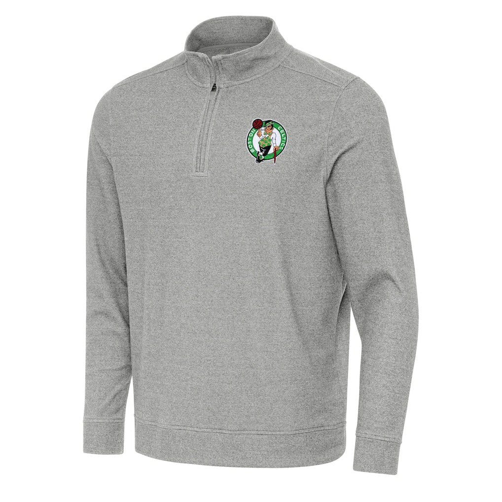 Boston Celtics Antigua Subtle Quarter-Zip Sweatshirt Heather Gray