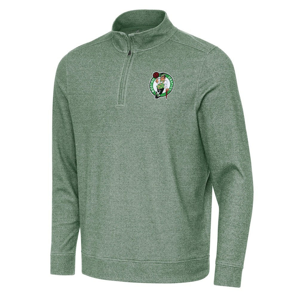 Boston Celtics Antigua Subtle Quarter-Zip Sweatshirt Hunter Green