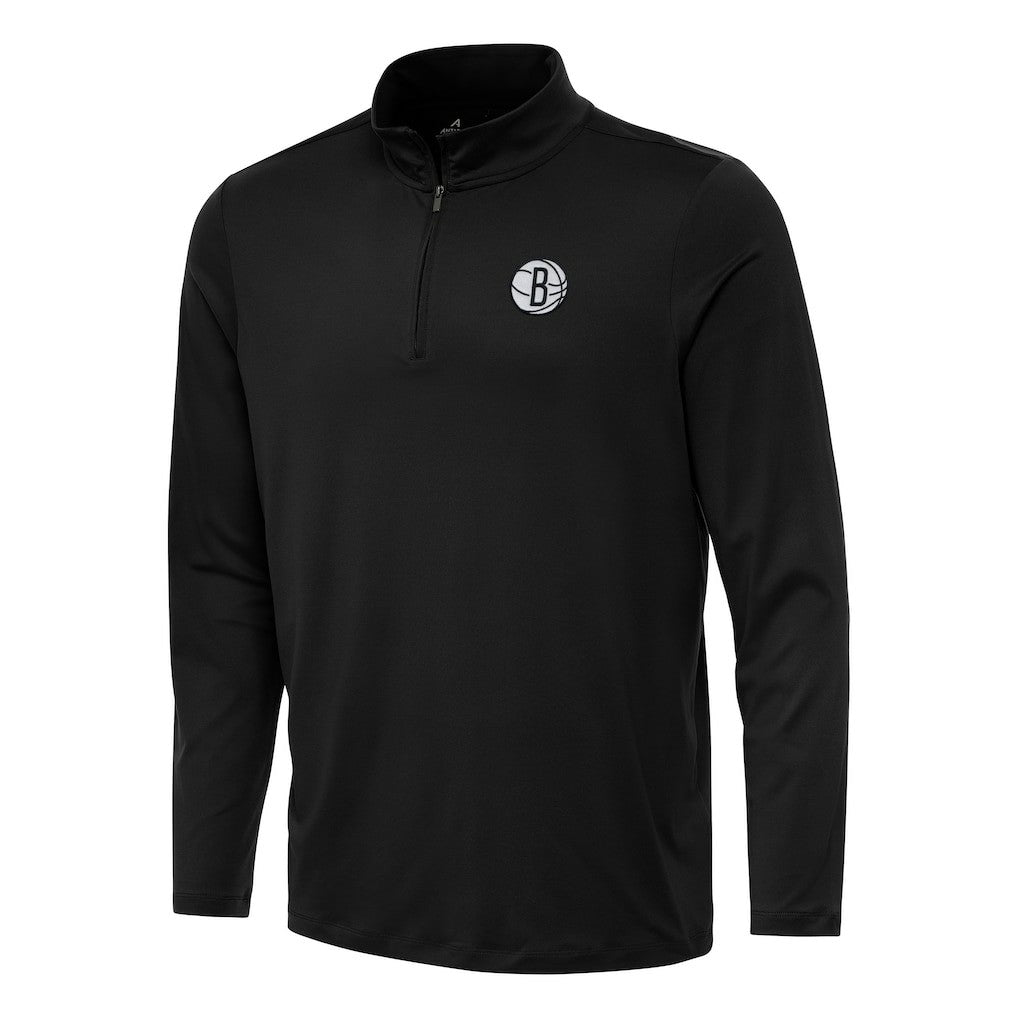 Brooklyn Nets Antigua Reprocess Quarter-Zip Top Black