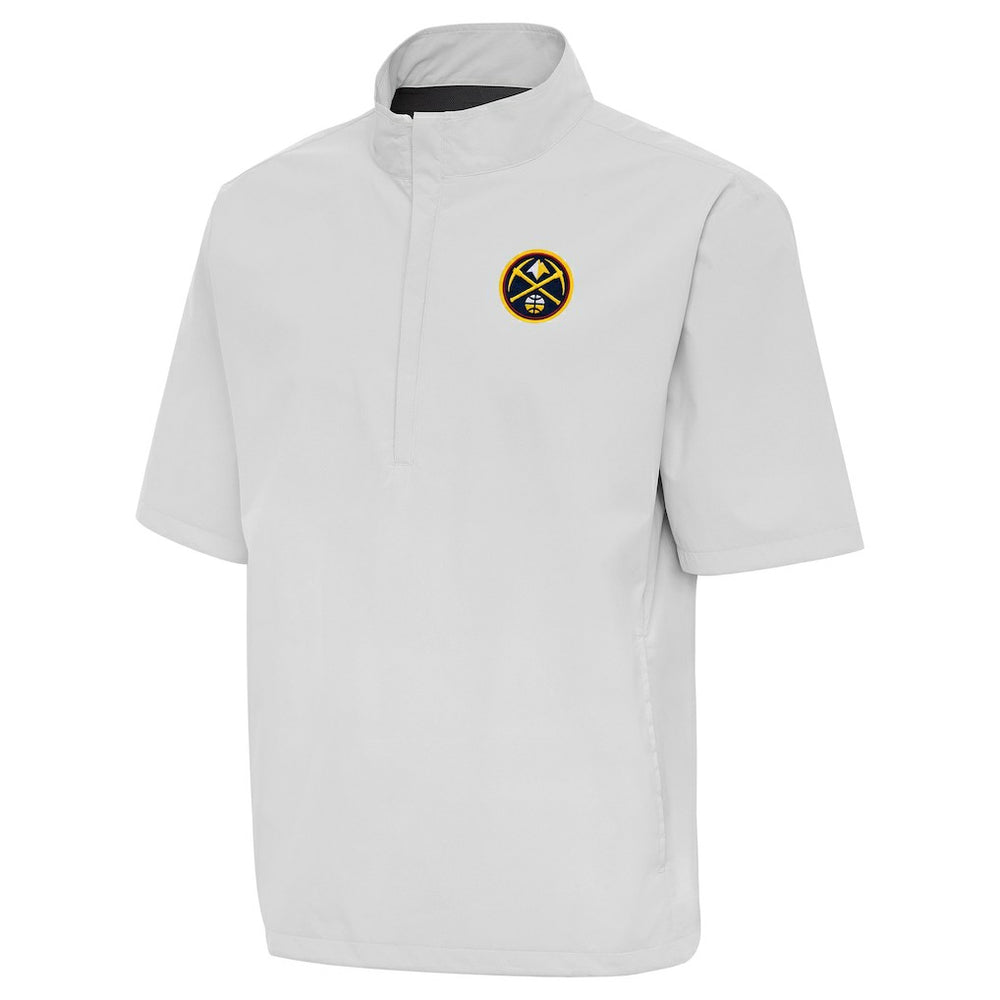 Denver Nuggets Antigua Brisk Quarter-Zip Windbreaker Heather Gray