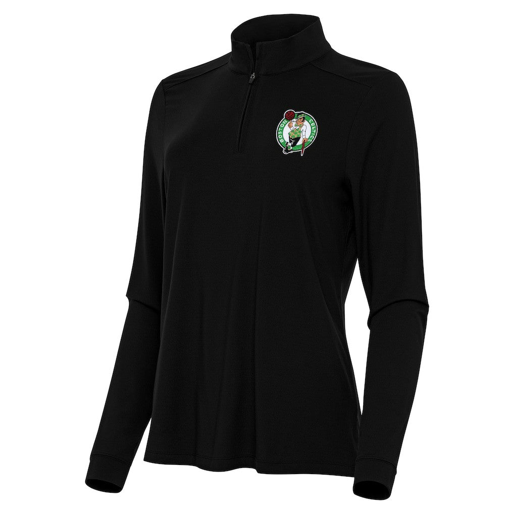 Boston Celtics Antigua Women's Intent Quarter-Zip Top Black
