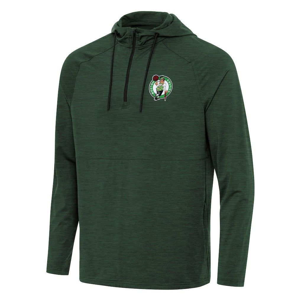 Boston Celtics Antigua Spikes Raglan Quarter-Zip Hoodie Heather Green