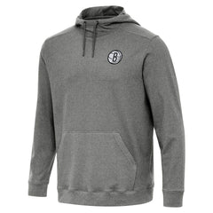 Brooklyn Nets Antigua Cloud Pullover Hoodie Heather Black