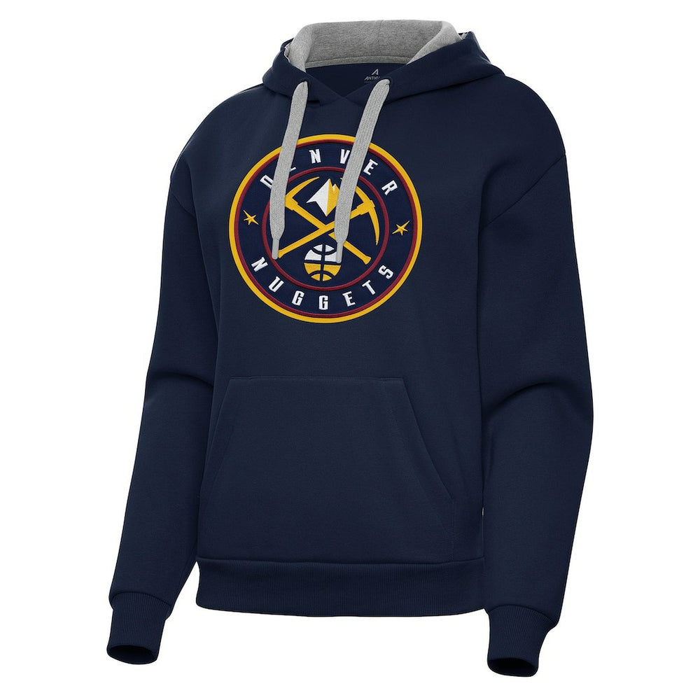 Denver Nuggets Antigua Women's Victory Pullover Hoodie Navy