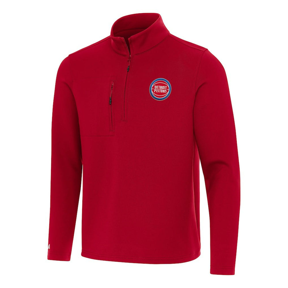 Detroit Pistons Antigua Insider Quarter-Zip Top Red