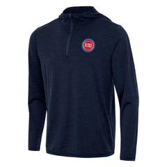 Detroit Pistons Antigua Tidy Quarter-Zip Hoodie Heather Navy