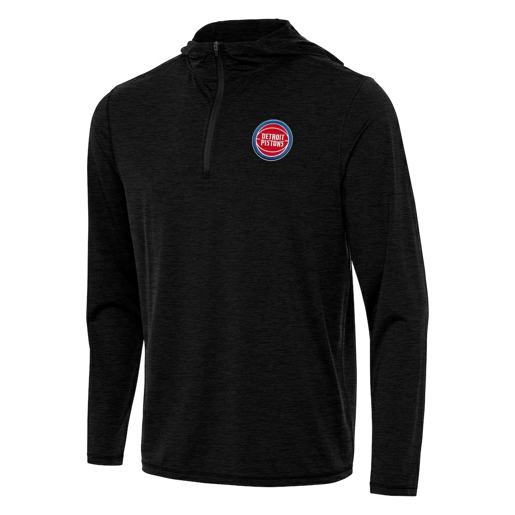 Detroit Pistons Antigua Tidy Quarter-Zip Hoodie Heather Black