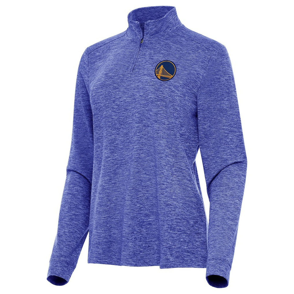 Golden State Warriors Antigua Women's Mentor Quarter-Zip Mock Long Sleeve Top Heather Royal