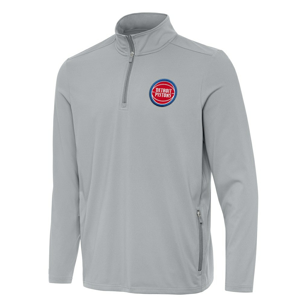 Detroit Pistons Antigua Perilous Quarter-Zip Sweatshirt Gray