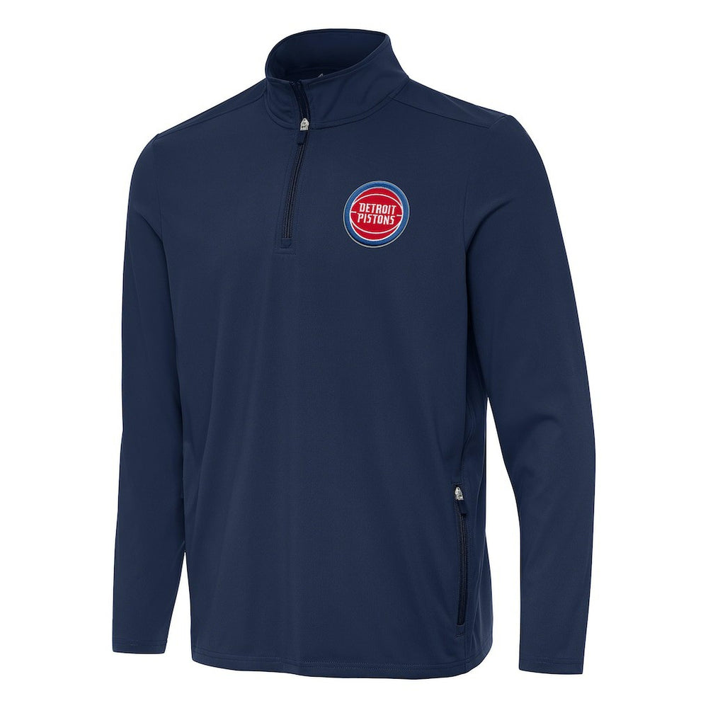 Detroit Pistons Antigua Perilous Quarter-Zip Sweatshirt Navy
