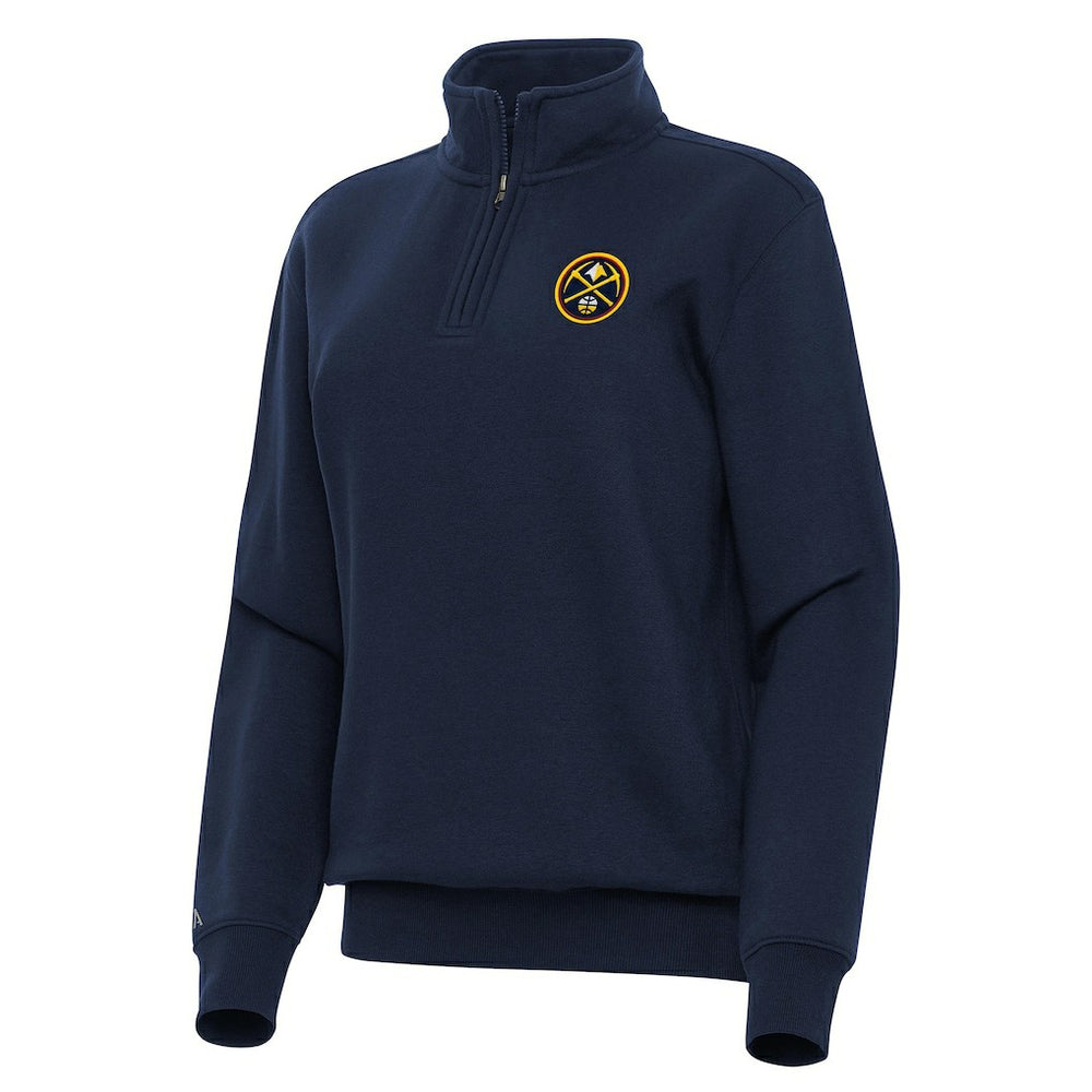 Denver Nuggets Antigua Women's Victory Quarter-Zip Sweatshirt Navy
