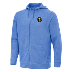 Denver Nuggets Antigua Effortless Full-Zip Hoodie Jacket Heather Blue