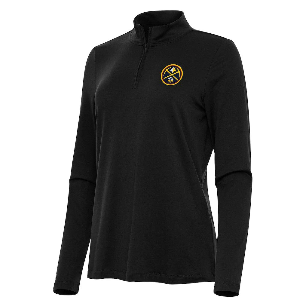 Denver Nuggets Antigua Women's Reprocess Quarter-Zip Top Black