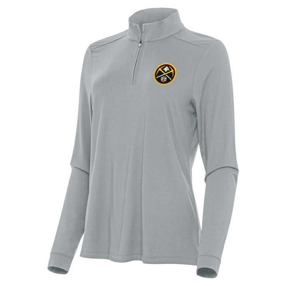 Denver Nuggets Antigua Women's Intent Quarter-Zip Top Gray