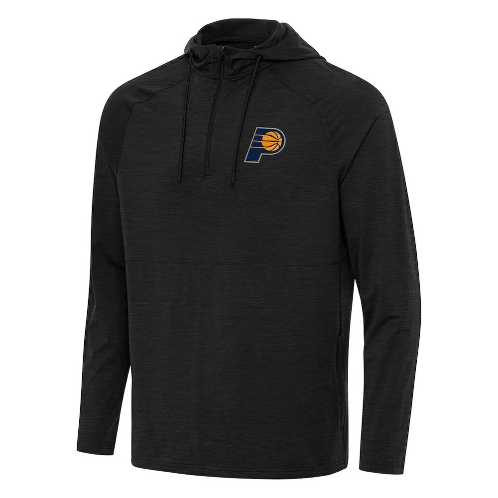 Indiana Pacers Antigua Spikes Raglan Quarter-Zip Hoodie Heather Black