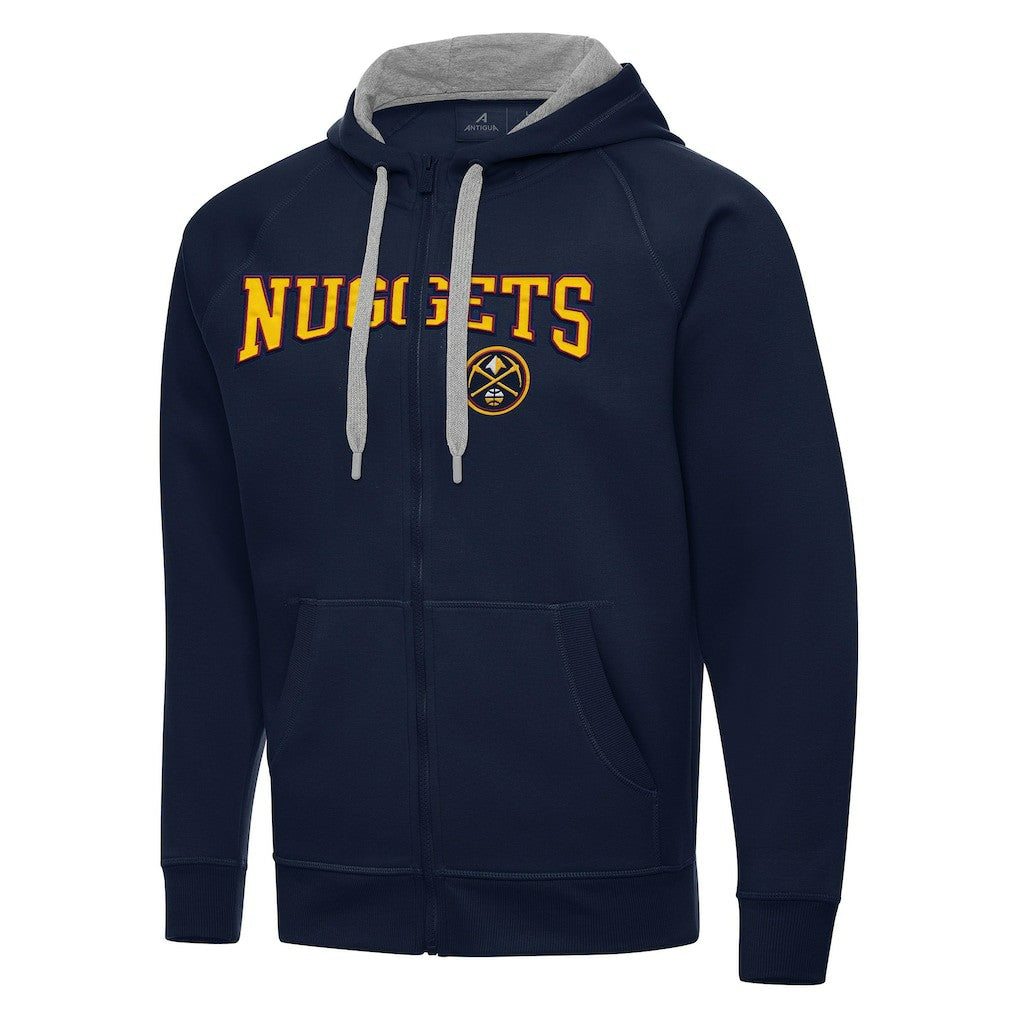 Denver Nuggets Antigua Big & Tall Victory Full-Zip Hoodie Jacket Navy