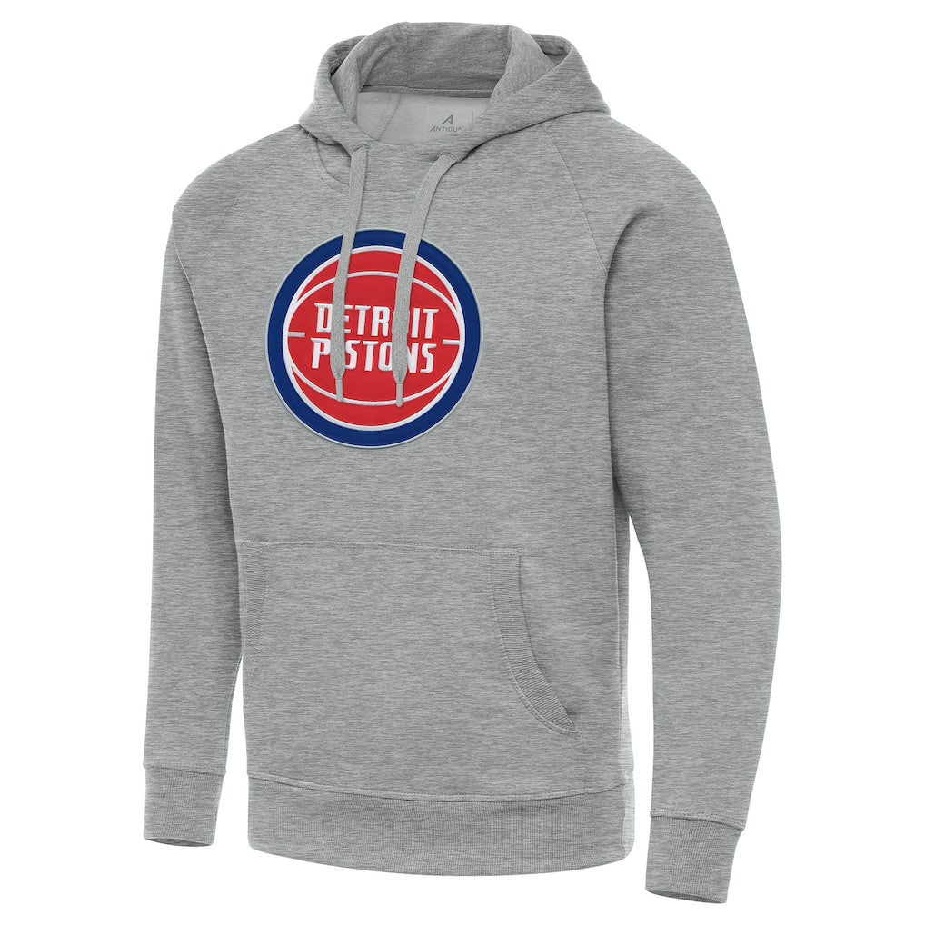 Detroit Pistons Antigua Big & Tall Victory Raglan Pullover Hoodie Heather Gray