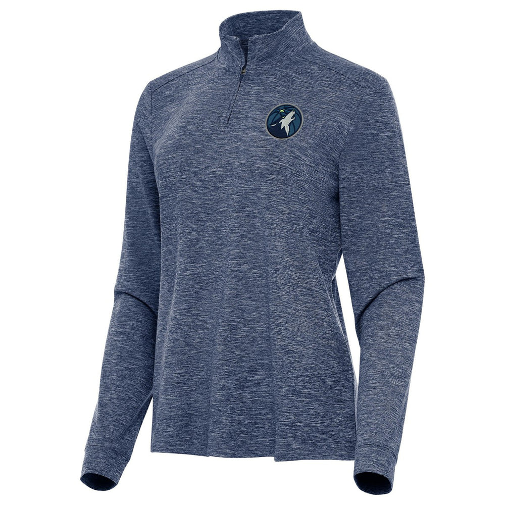 Minnesota Timberwolves Antigua Women's Mentor Quarter-Zip Mock Long Sleeve Top Heather Navy