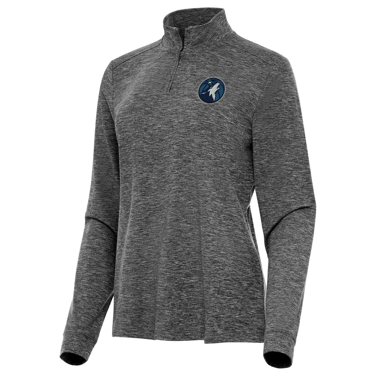 Minnesota Timberwolves Antigua Women's Mentor Quarter-Zip Mock Long Sleeve Top Heather Black